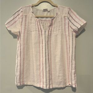 Striped woven True Craft short sleeve top with pintuck detail
